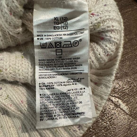 Old Navy XL Ivory Speckled Cardigan Sweater Flecked Knit Confetti Academia READ - Picture 9 of 12